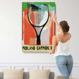Roland Garros 1987 Tennis Racket canvas print, displayed on a wall