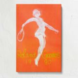 Roland Garros 1990 Tennis Player canvas print, front view