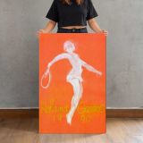 Roland Garros 1990 Tennis Player canvas print, held for scale