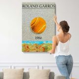 Roland Garros 1986 Tennis Ball canvas print, displayed on a wall