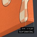 Hot Stuff Orange Checkerboard Typography canvas print, canvas edge detail