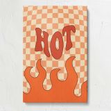 Hot Stuff Orange Checkerboard Typography canvas print, front view