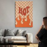 Hot Stuff Orange Checkerboard Typography canvas print, room display