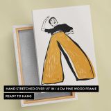 Woman in Wide Yellow Trousers canvas print, front and back view