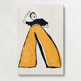 Woman in Wide Yellow Trousers canvas print, front view