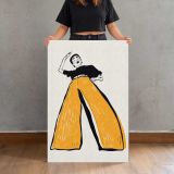 Woman in Wide Yellow Trousers canvas print, held for scale