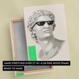 Classical Bust with Pixel Sunglasses canvas print, front and back view