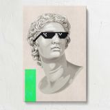 Classical Bust with Pixel Sunglasses canvas print, front view