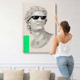 Classical Bust with Pixel Sunglasses canvas print, displayed on a wall