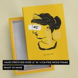 Yellow Classical Woman Profile Collage canvas print, front and back view