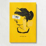 Yellow Classical Woman Profile Collage canvas print, front view