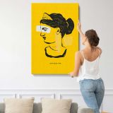 Yellow Classical Woman Profile Collage canvas print, displayed on a wall