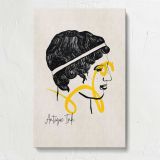 Antique Woman Profile with Yellow Line Art canvas print, front view