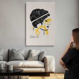 Antique Woman Profile with Yellow Line Art canvas print, room display