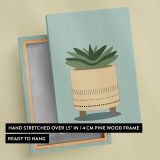 Succulent in a Woven Planter canvas print, front and back view