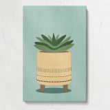 Succulent in a Woven Planter canvas print, front view