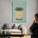 Succulent in a Woven Planter canvas print, room display