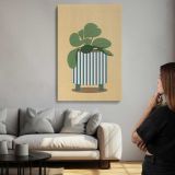Green Houseplant in a Striped Pot canvas print, room display
