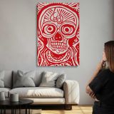 Red and Cream Sugar Skull canvas print, room display