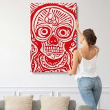 Red and Cream Sugar Skull canvas print, displayed on a wall