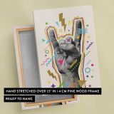 Rock Hand Gesture Colourful Collage canvas print, front and back view