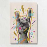 Rock Hand Gesture Colourful Collage canvas print, front view