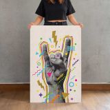 Rock Hand Gesture Colourful Collage canvas print, held for scale
