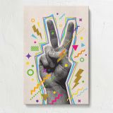 Peace Hand Gesture Colourful Collage canvas print, front view