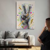 Peace Hand Gesture Colourful Collage canvas print, room display