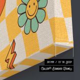 Good Vibes Only Yellow Checkerboard canvas print, canvas edge detail