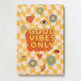 Good Vibes Only Yellow Checkerboard canvas print, front view