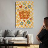 Good Vibes Only Yellow Checkerboard canvas print, room display