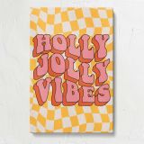 Holly Jolly Vibes Pink and Yellow canvas print, front view