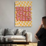 Holly Jolly Vibes Pink and Yellow canvas print, room display