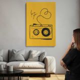Love You Yellow Camera Illustration canvas print, room display
