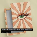 Green Eye with Peach Sunburst canvas print, front and back view