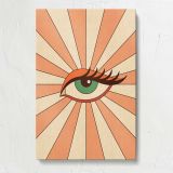 Green Eye with Peach Sunburst canvas print, front view