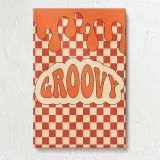 Groovy Orange Checkerboard Typography canvas print, front view