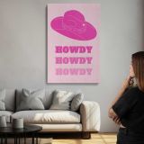 Howdy Pink Cowboy Hat canvas print, room display