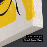 Black and Yellow Woman Portrait canvas print, canvas edge detail