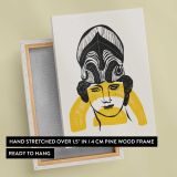 Black and Yellow Woman Portrait canvas print, front and back view