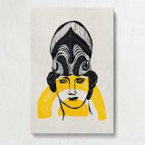 Black and Yellow Woman Portrait canvas print, front view