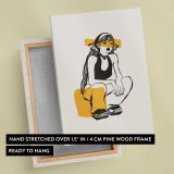 Seated Woman in Yellow Trousers canvas print, front and back view