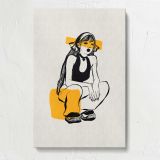 Seated Woman in Yellow Trousers canvas print, front view