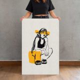 Seated Woman in Yellow Trousers canvas print, held for scale