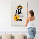 Seated Woman in Yellow Trousers canvas print, displayed on a wall