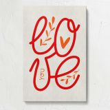 Red Love Script Typography canvas print, front view