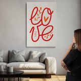 Red Love Script Typography canvas print, room display