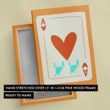 Orange Ace of Hearts Playing Card canvas print, front and back view
