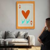 Orange Ace of Hearts Playing Card canvas print, room display